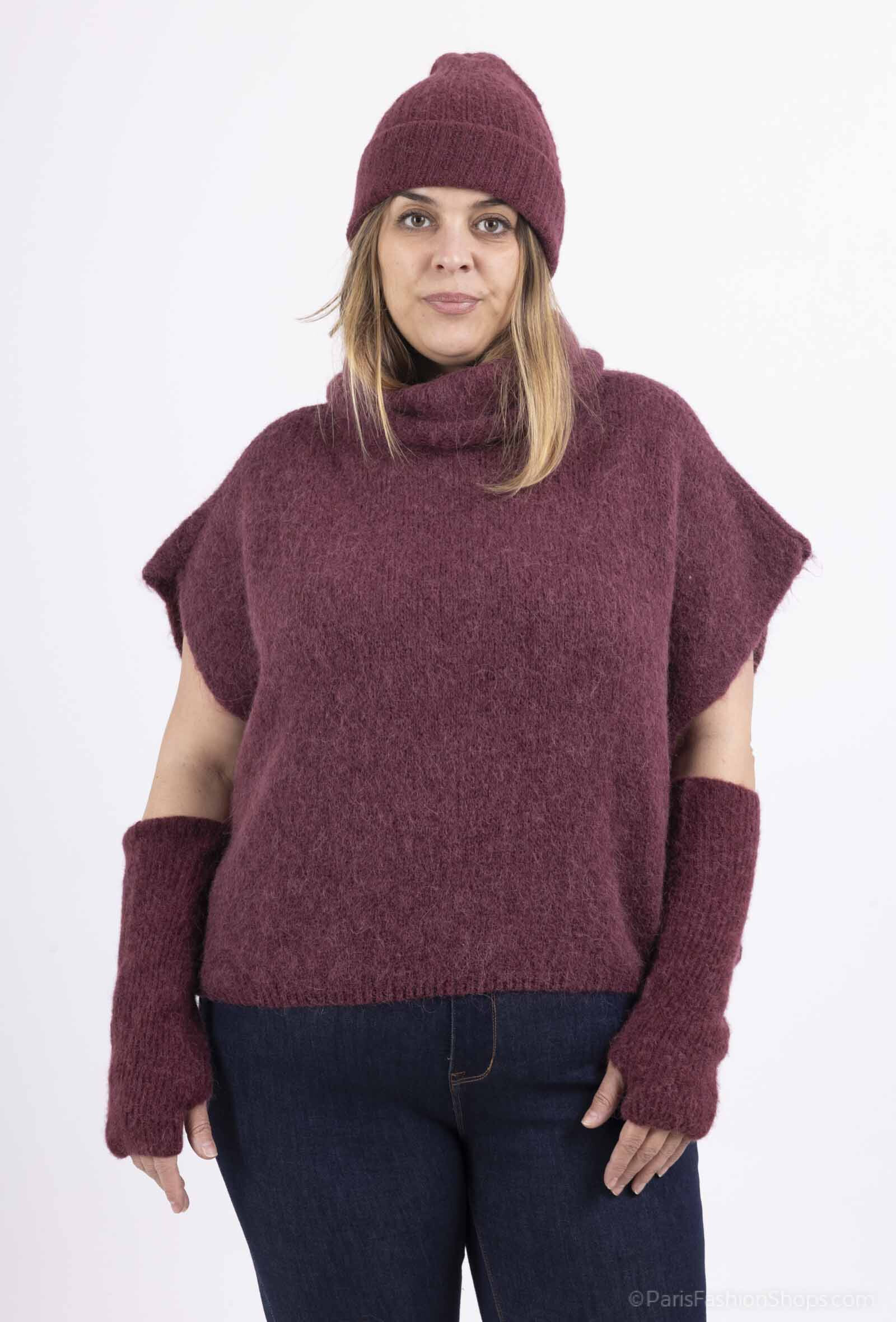 Grossista For Her Paris Grande Taille - Poncho collo alto in baby alpaca