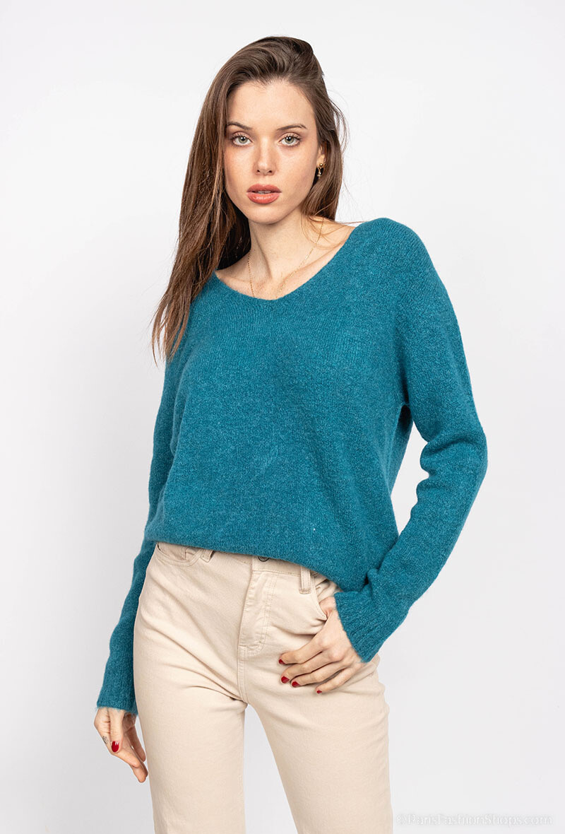 Großhändler For Her Paris Grande Taille - Unifarbener V-Kragen Oversize