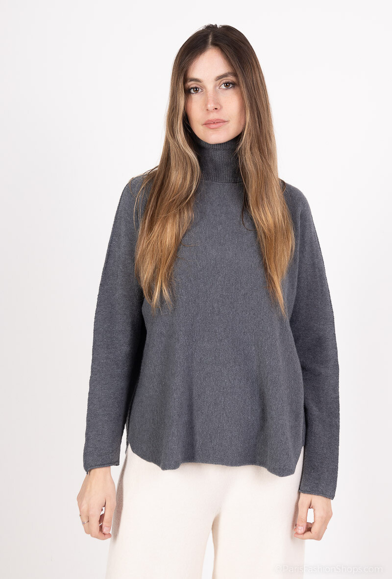 Großhändler For Her Paris Grande Taille - Schlichter, übergroßer Rollkragenpullover