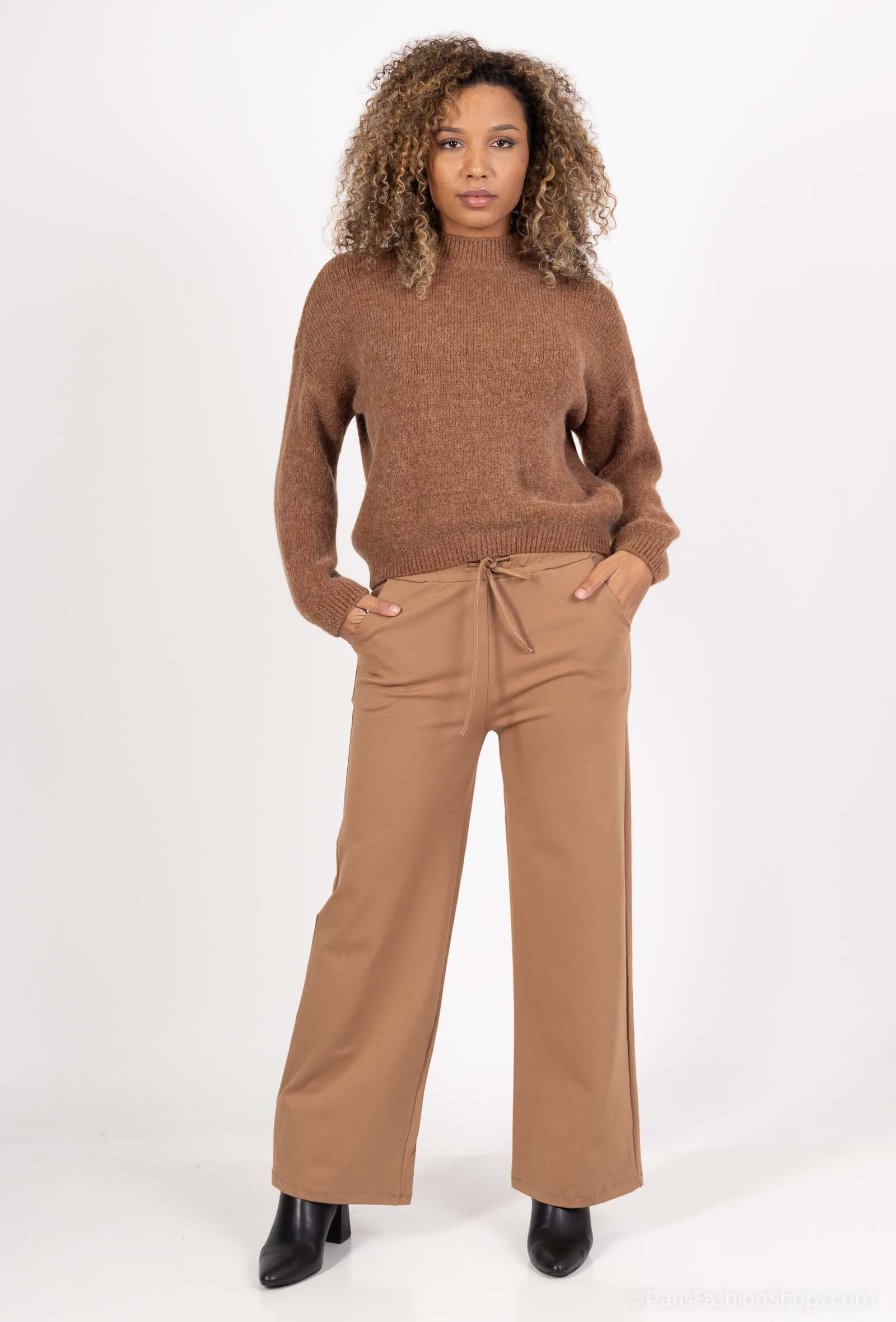 Mayorista For Her Paris Grande Taille - Jersey liso de baby alpaca con cuello chimenea y manga larga