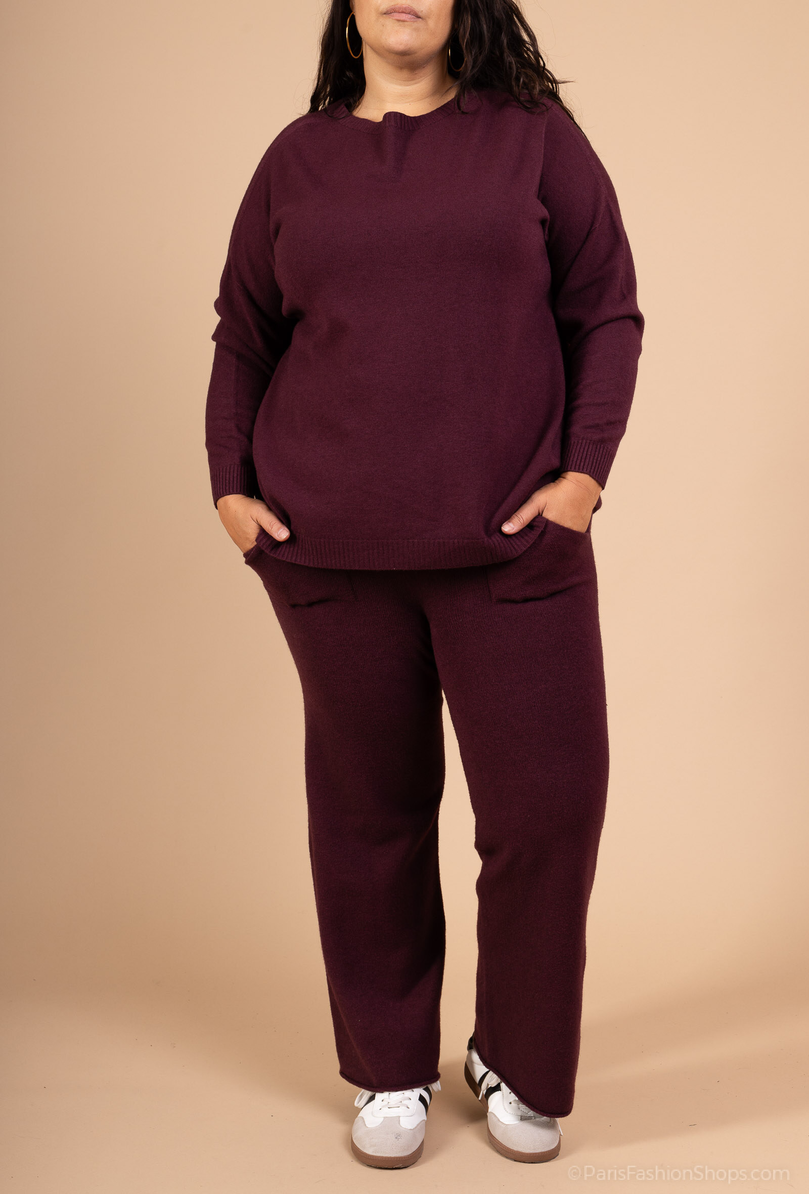 Wholesaler For Her Paris Grande Taille - Oversized plain sweater with long sleeves and a round neck, cashmere touch
