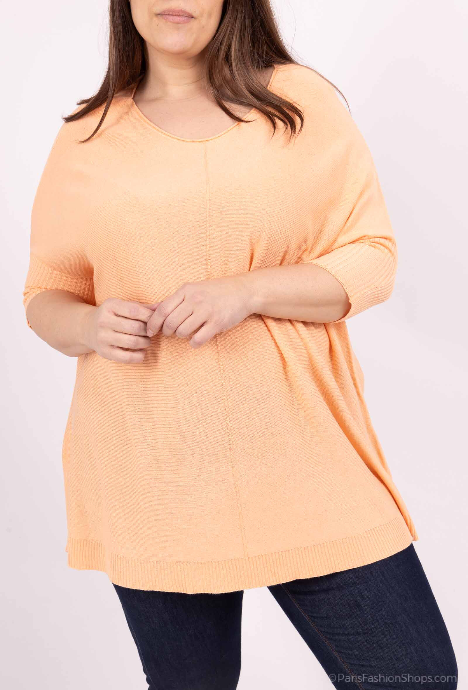 Wholesaler For Her Paris Grande Taille - Oversize sweater in modal rounds 3/4 round neck