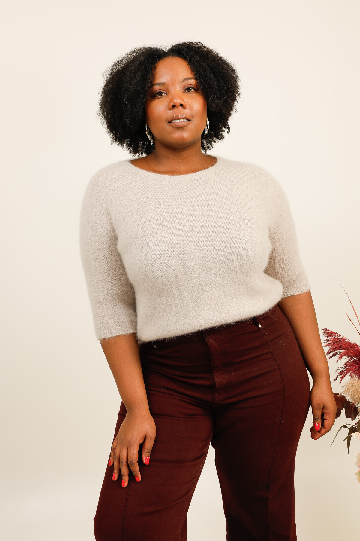 Wholesaler For Her Paris Grande Taille - Sweater 52% kid mohair merino wool 3/4 sleeves Very chic