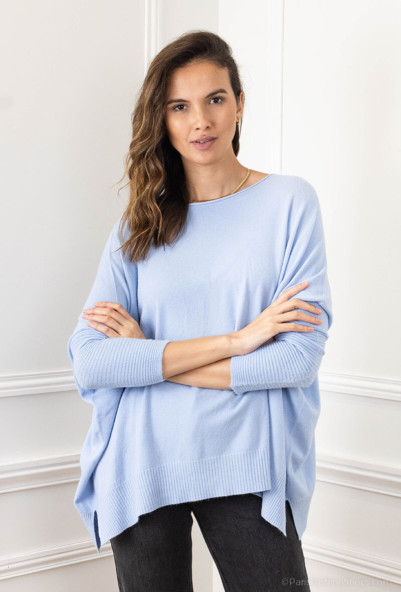 Grossista For Her Paris Grande Taille - Maglione oversize liscio con effetto cashmere maniche lunghe scollo rotondo