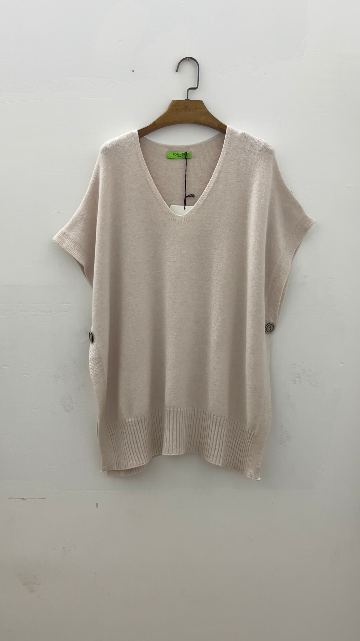 Mayorista For Her Paris Grande Taille - poncho oversize, sin mangas, con cuello en V