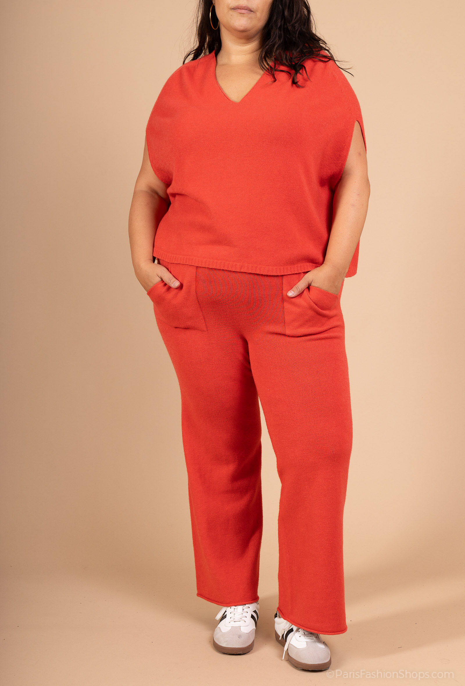 Wholesaler For Her Paris Grande Taille - Seamless oversized plain knit poncho with a cashmere touch