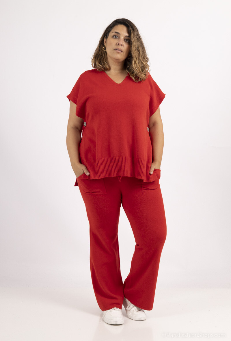 Wholesaler For Her Paris Grande Taille - Oversized sleeveless V-neck poncho sweater in solid color with cashmere touch