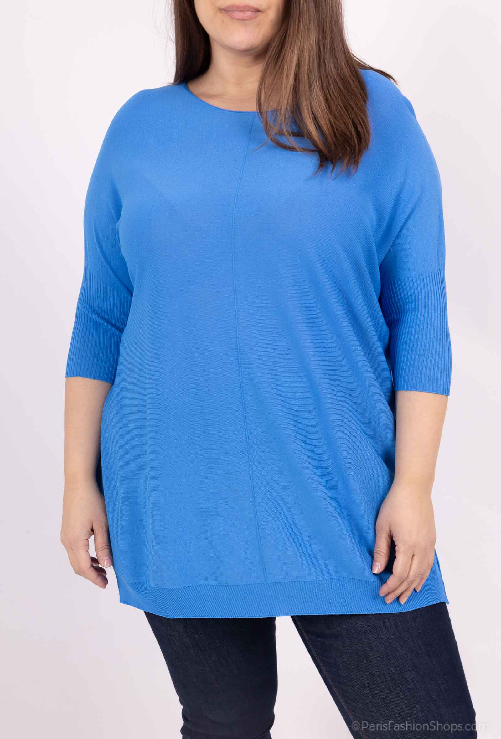 Mayorista For Her Paris Grande Taille - Suéter unido con costura 3/4 mangas redondas