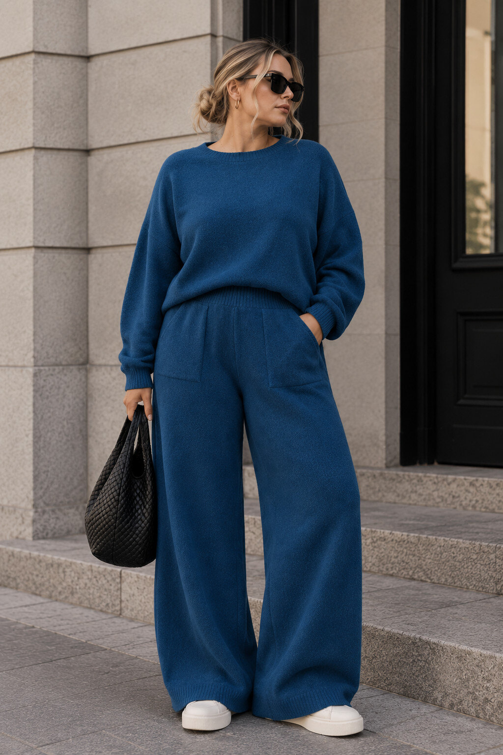Mayorista For Her Paris Grande Taille - Jersey liso de talla grande, no pica, mangas largas, cuello redondo, tacto similar al cachemir