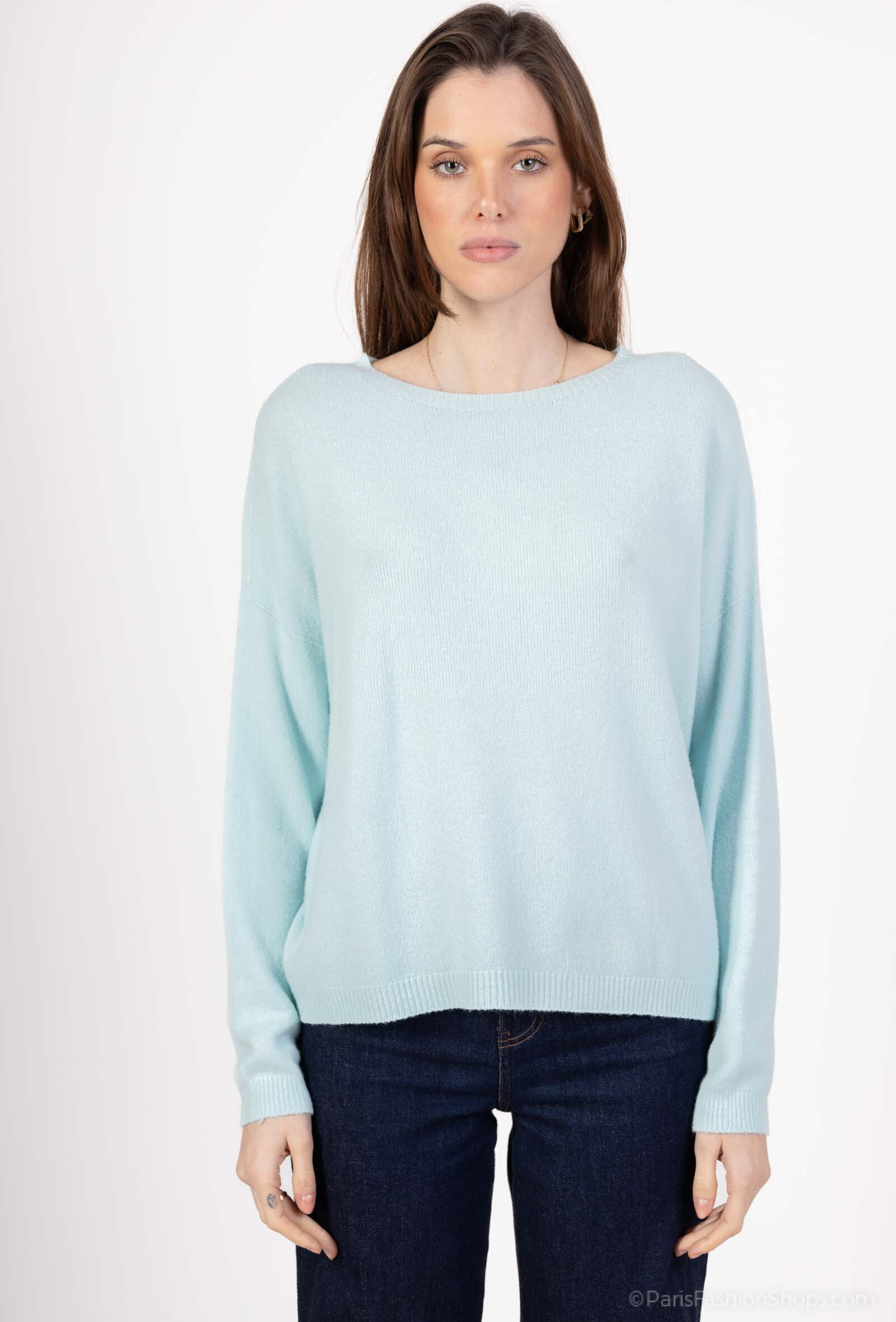 Wholesaler For Her Paris Grande Taille - Plain oversized top, round neck, long sleeves, cashmere-touch knit