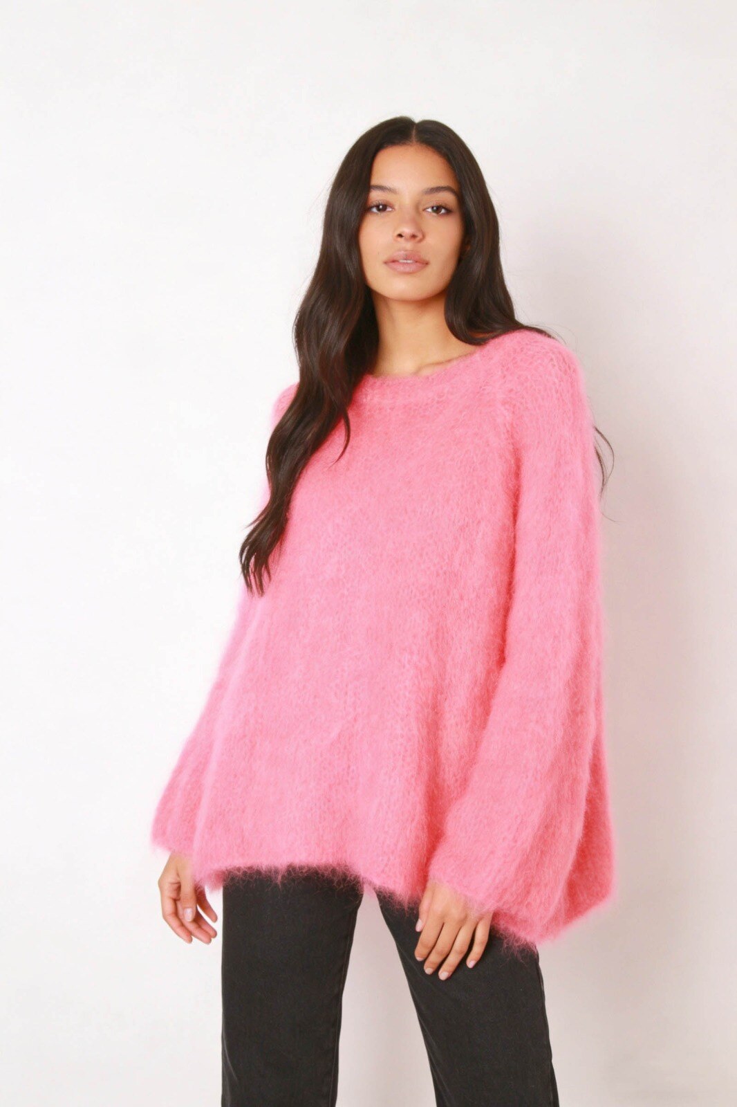 Wholesaler For Her Paris Grande Taille - 80% kid mohair sweater, round neck, long sleeves, timeless premium sweater