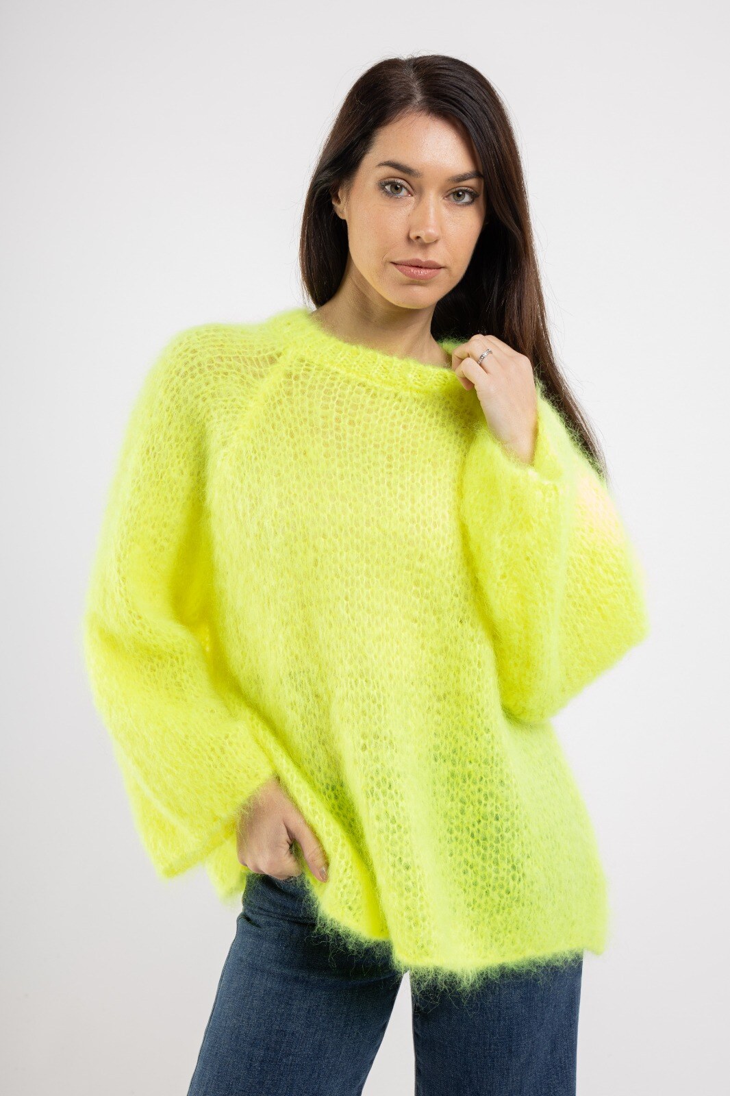 Wholesaler For Her Paris Grande Taille - 80% kid mohair sweater with round neck and long sleeves, timeless premium sweater