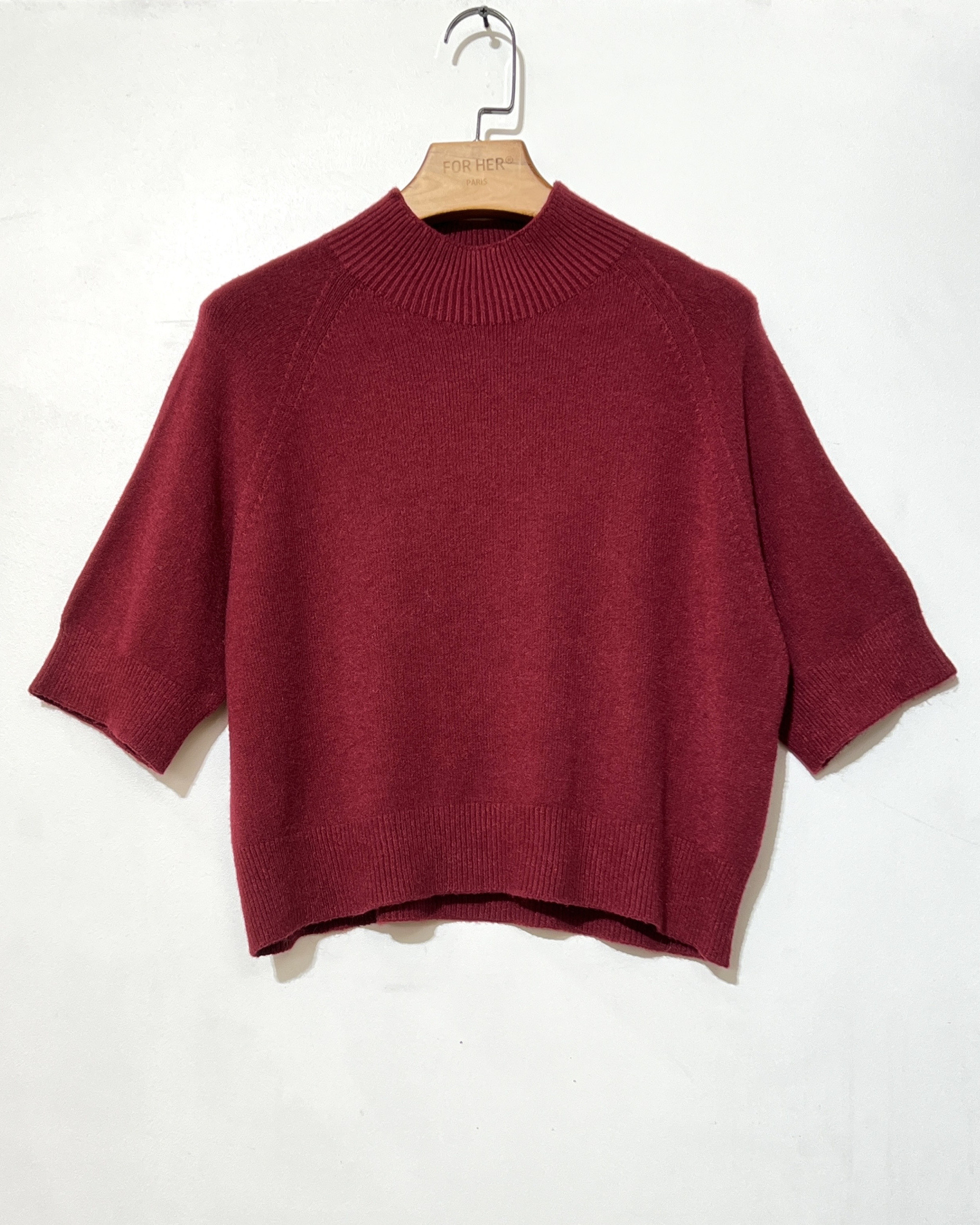 Wholesaler For Her Paris Grande Taille - Solid color turtleneck short sleeve sweater with a cashmere feel