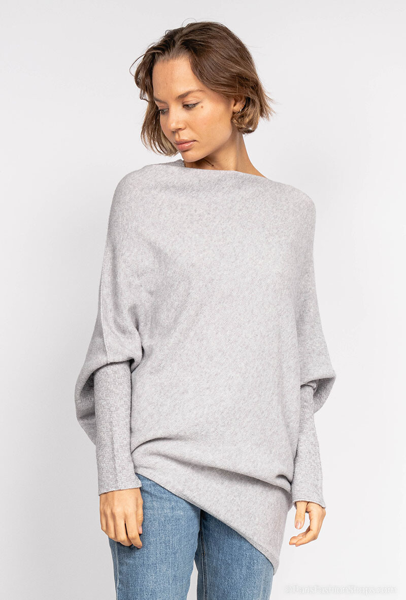 Mayorista For Her Paris Grande Taille - Poncho oversize de punto asimétrico con cuello redondo