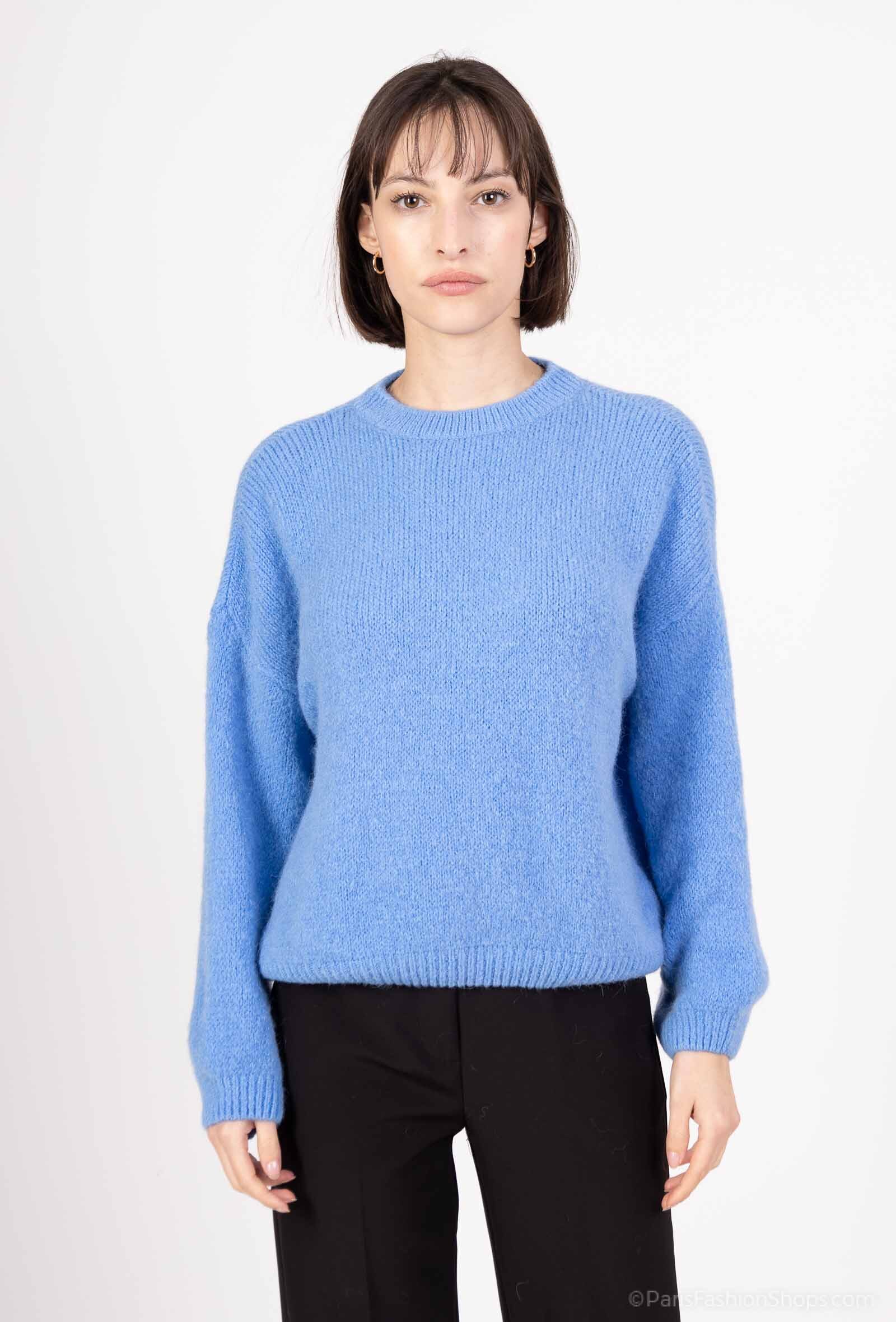 Grossista For Her Paris Grande Taille - Maglione oversize in alpaca baby tinta unita con scollo rotondo a costine e maniche lunghe