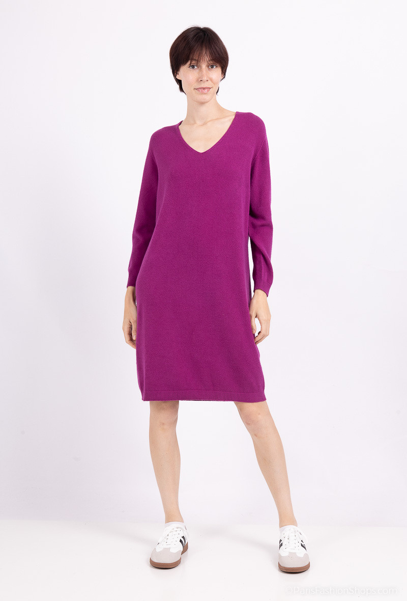 Wholesaler For Her Paris Grande Taille - Long-sleeved knitted V-neck dress
