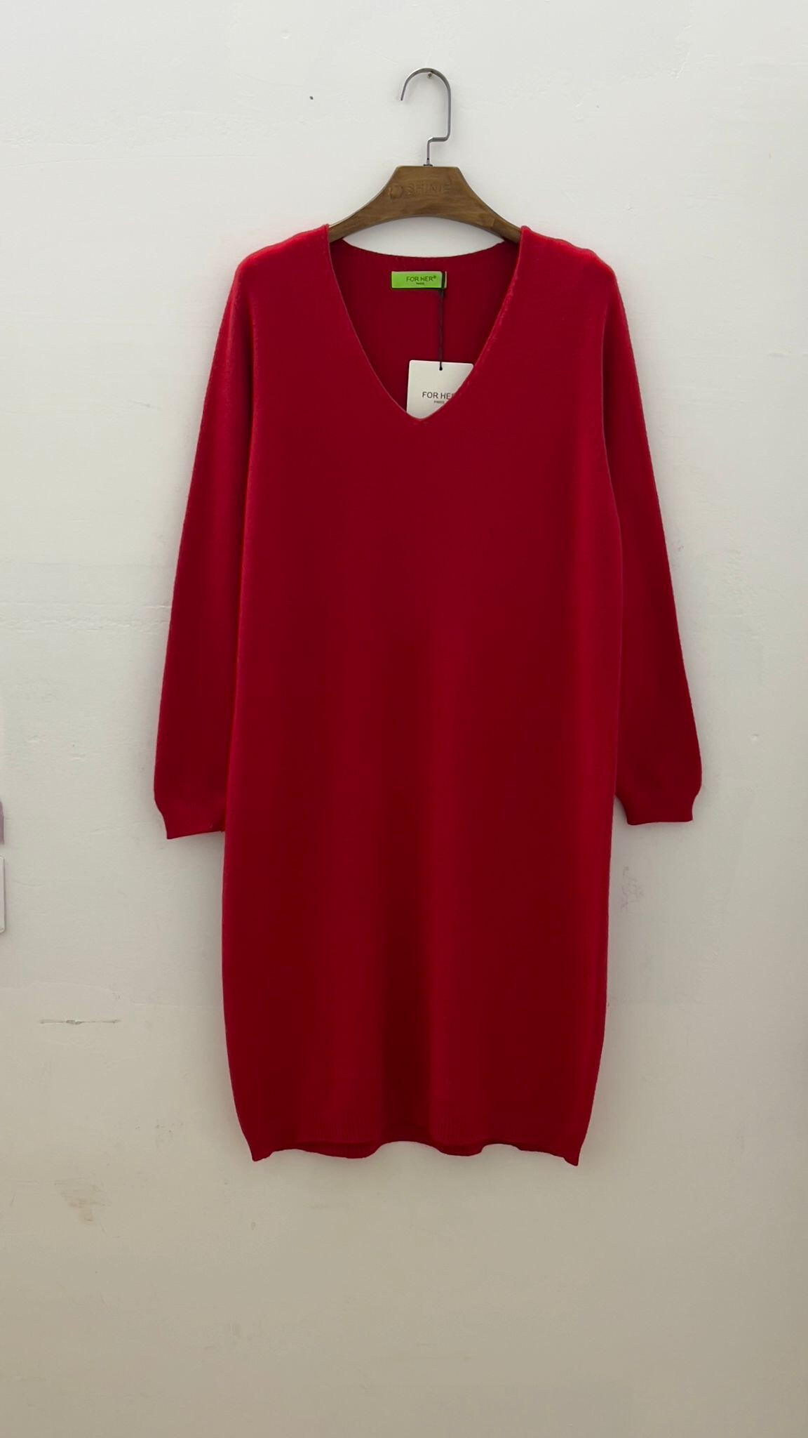 Wholesaler For Her Paris Grande Taille - Long-sleeved knitted V-neck dress