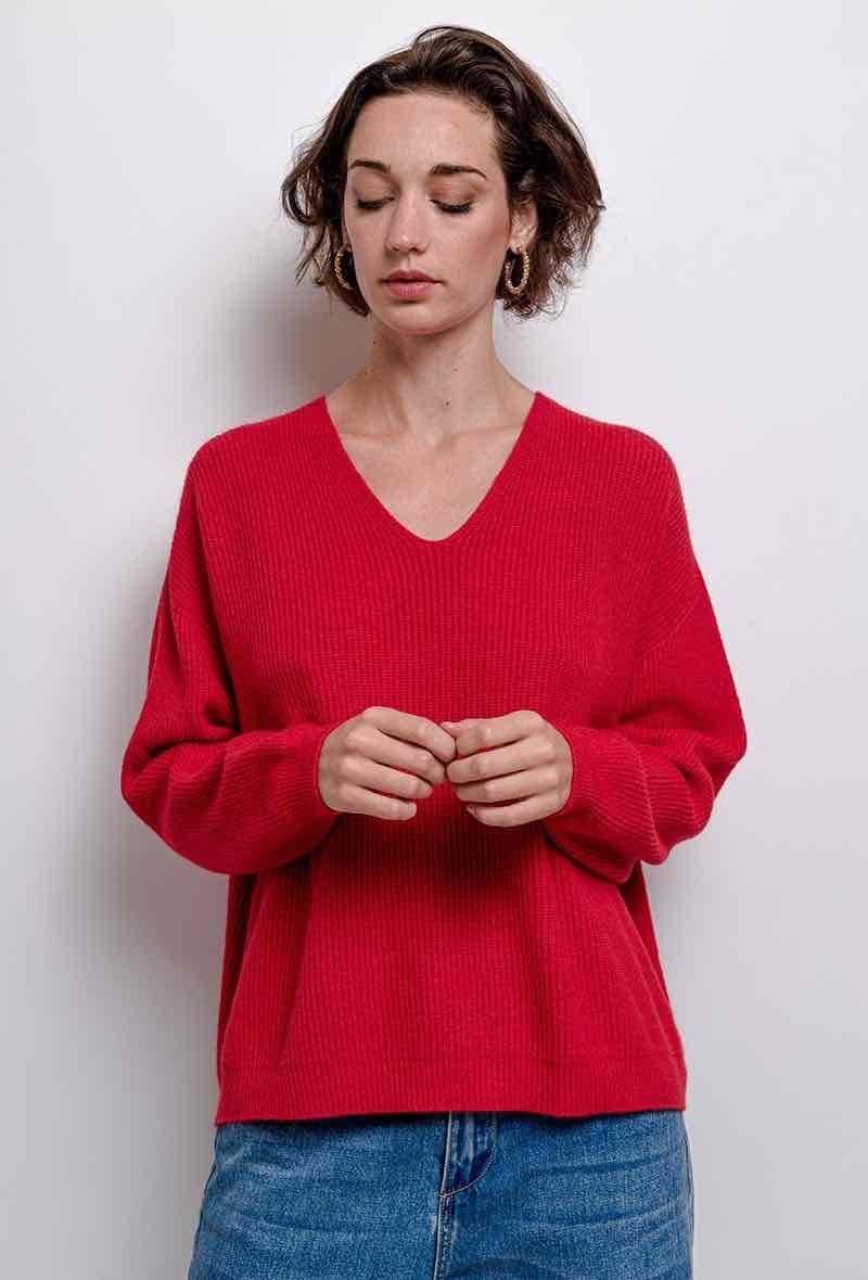 Grossiste For Her Paris Grande Taille - Top oversize en maille col V
