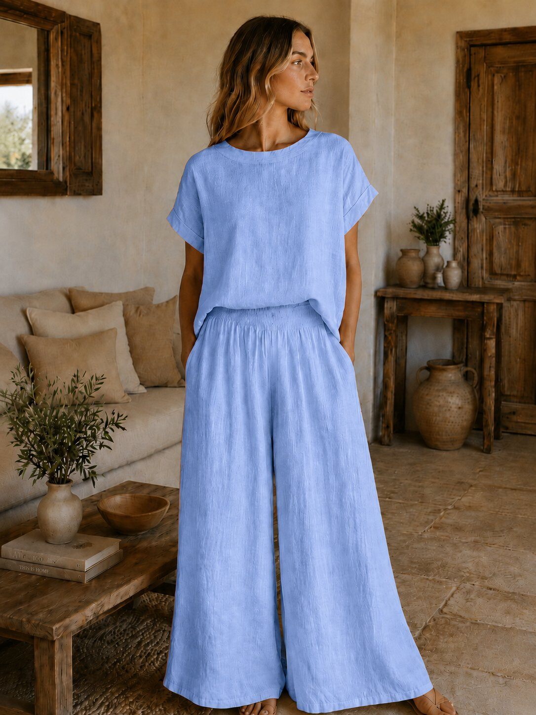 Wholesaler For Her Paris Grande Taille - 100% linen top with a loose and flowing fit, short sleeves Natural elegance