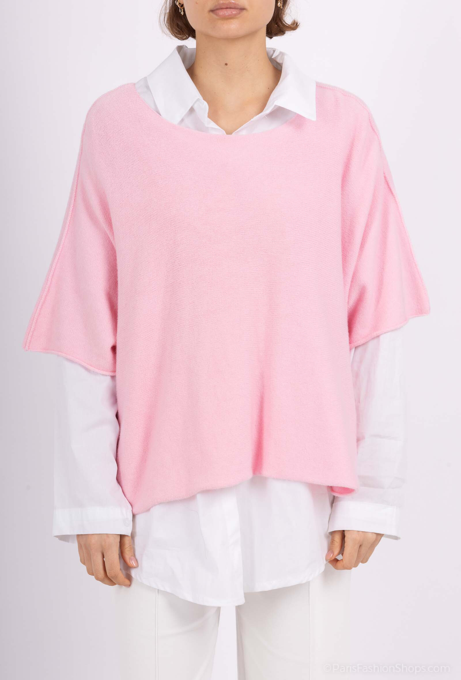 Wholesaler For Her Paris - Oversize seamless sweater united round and basic shirt in 100% cotton