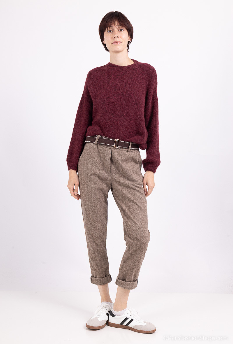Wholesaler For Her Paris - Two-tone belted elasticated waist pants