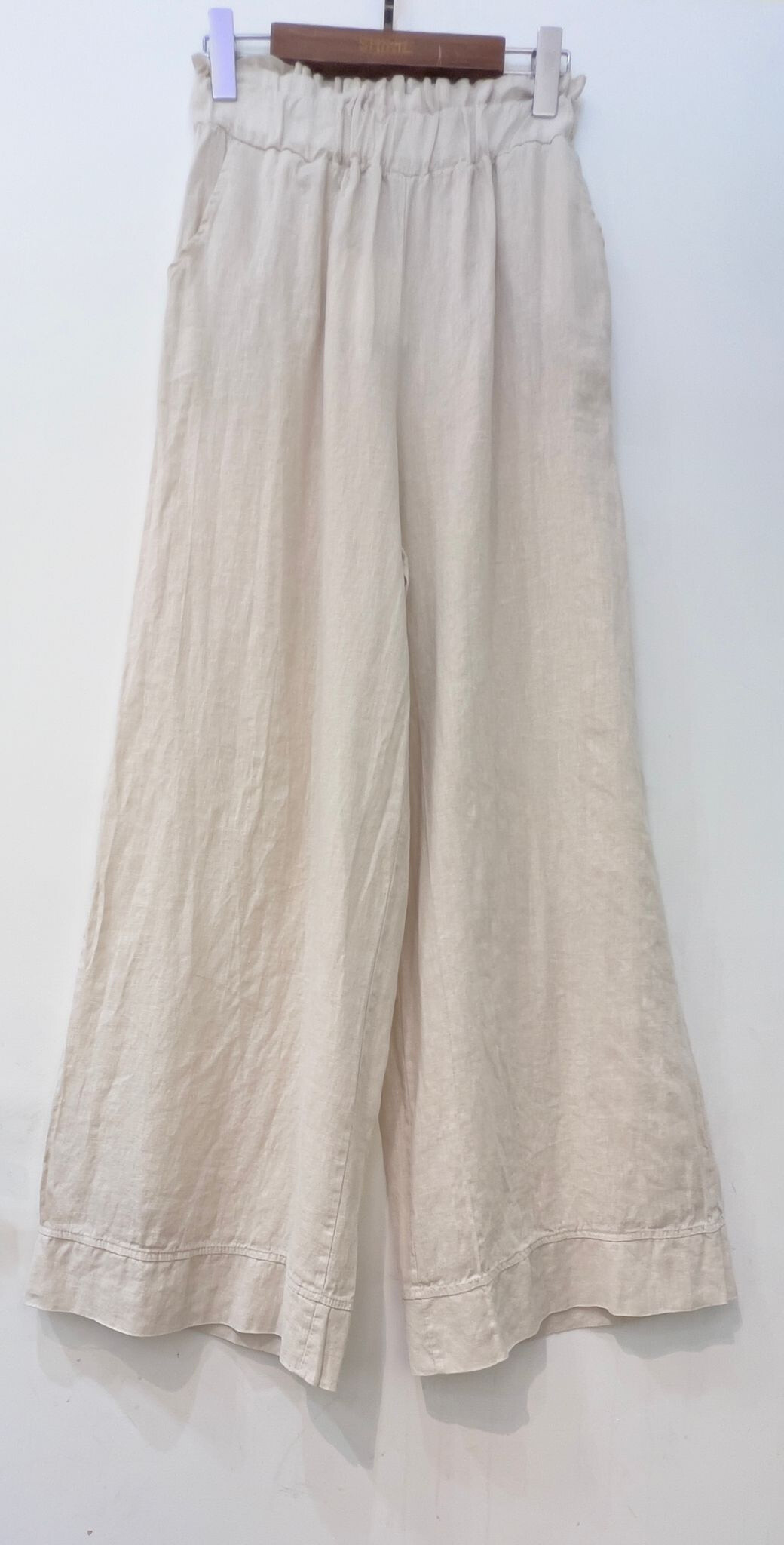 Wholesaler For Her Paris - Large united pants 100% in linen elasticated size Gathered effect 2 pockets at the front