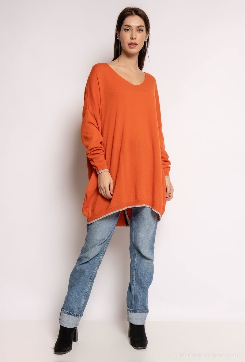 Wholesaler For Her Paris - Plain sweater with stripes