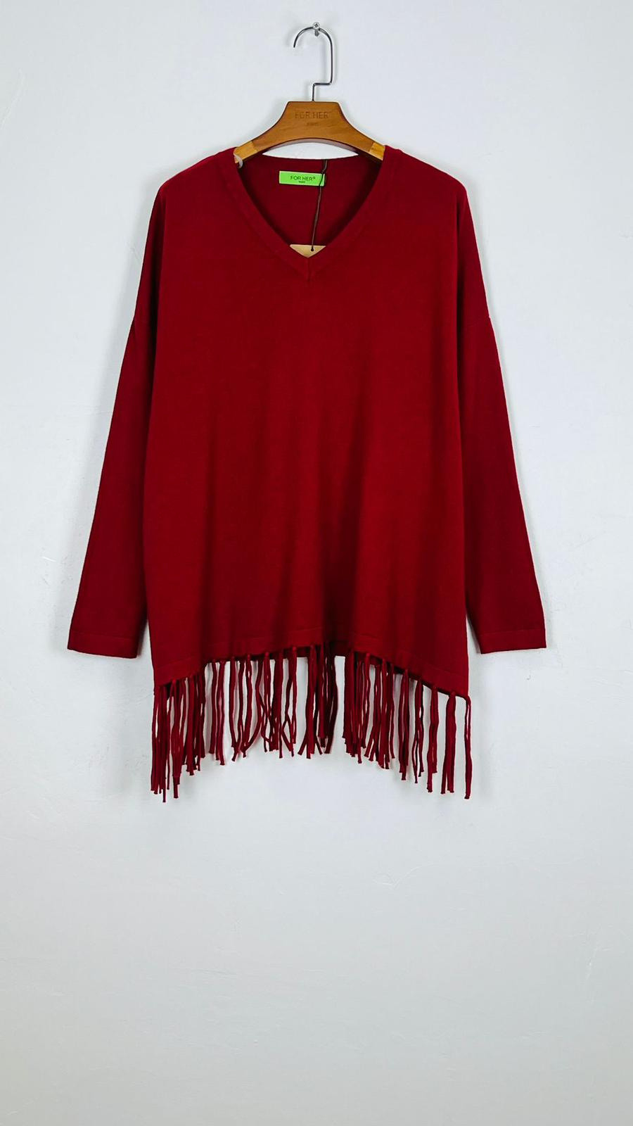 Wholesaler For Her Paris - Plain oversized sweater with fringes