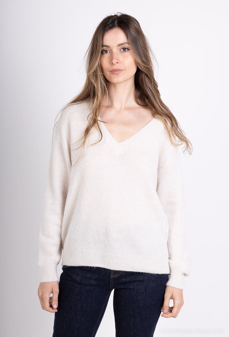 Wholesaler For Her Paris - V-neck baby alpaca jumper
