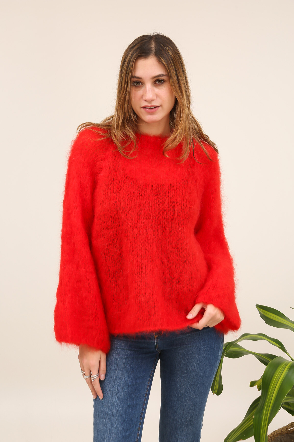 Wholesaler For Her Paris - 80% kid mohair sweater, round neck, long sleeves, timeless premium sweater