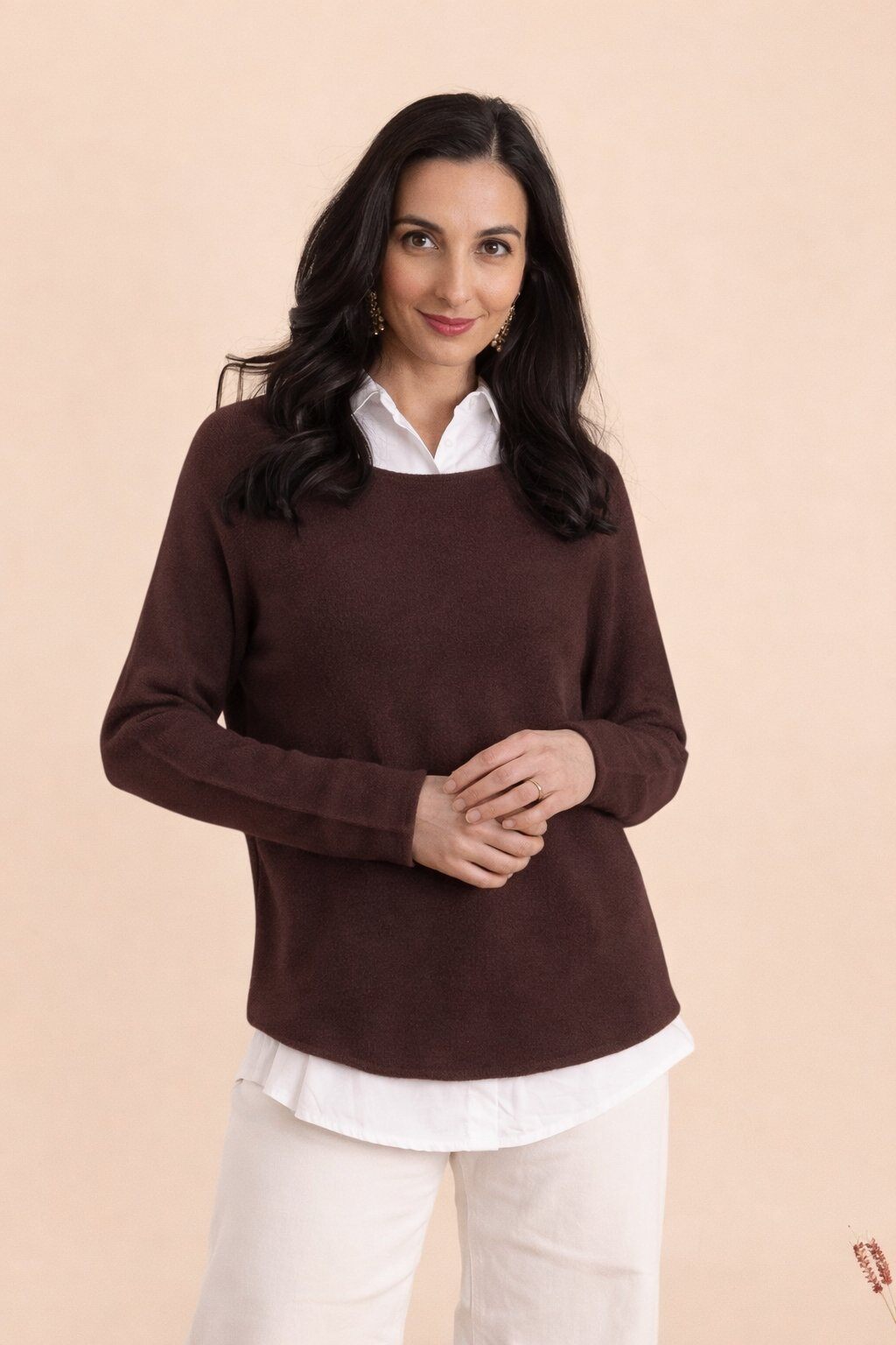 Wholesaler For Her Paris - Seamless oversized plain sweater with round neck and long sleeves