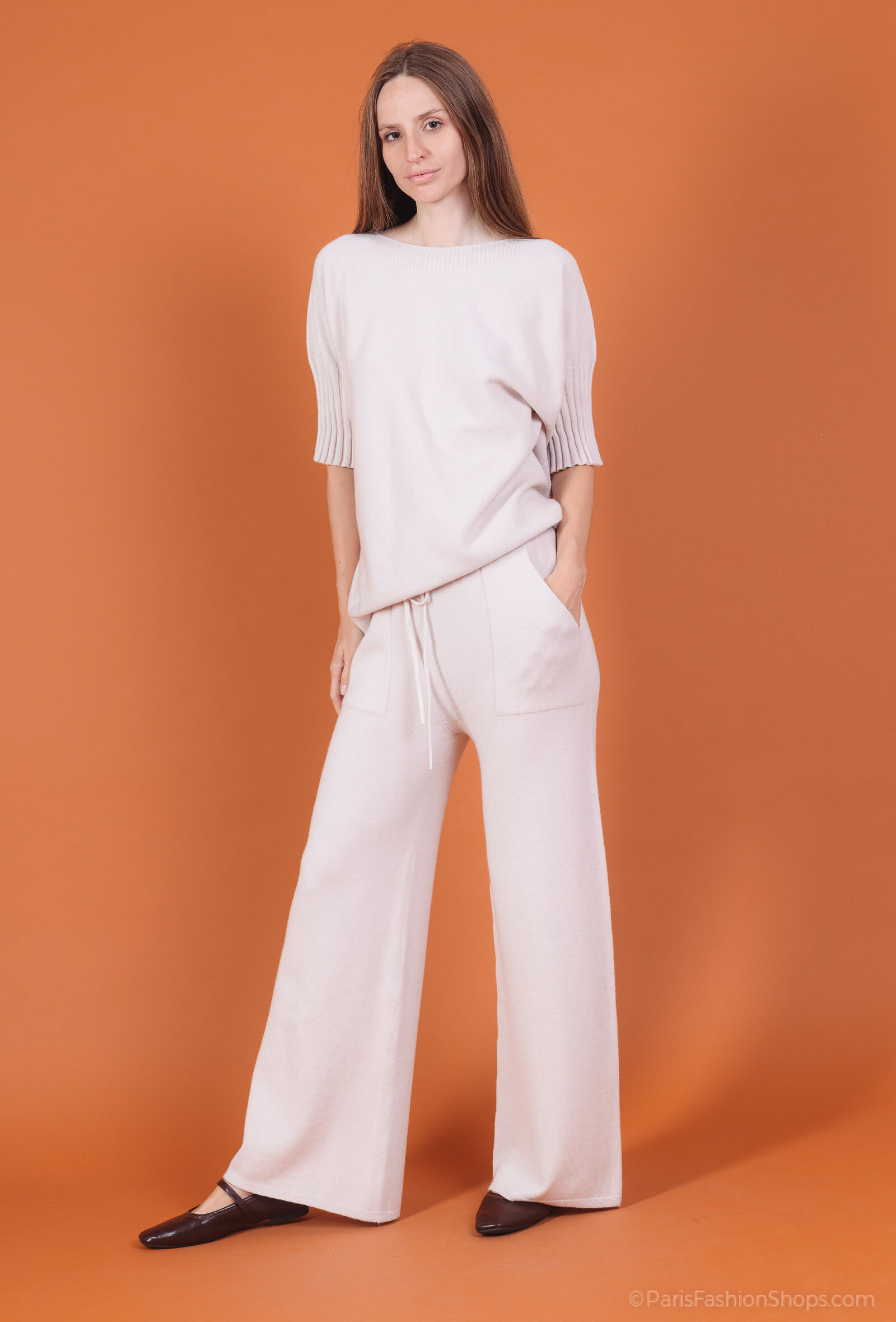 Wholesaler For Her Paris - Oversized ribbed short-sleeve sweater with cashmere touch
