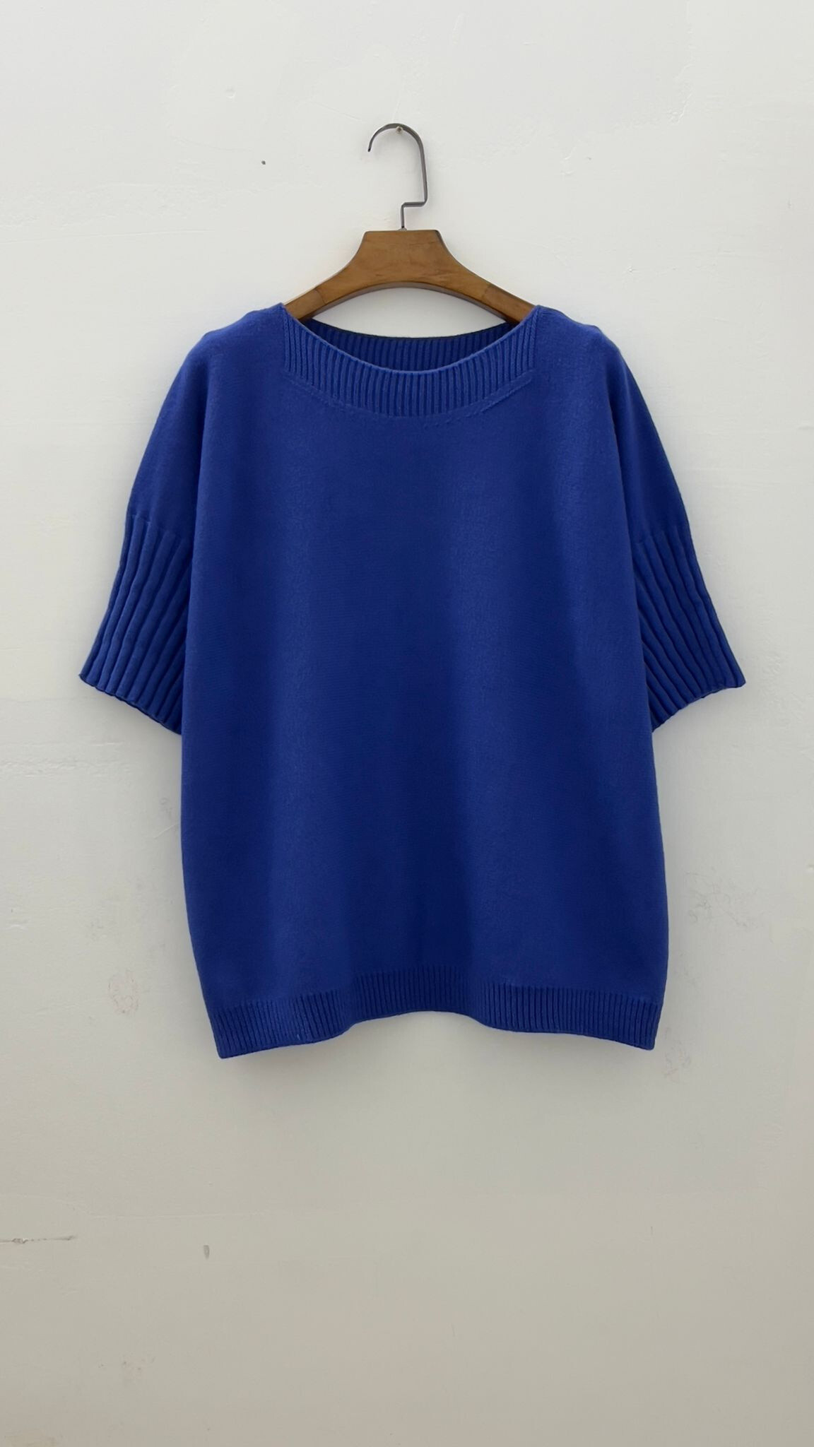 Wholesaler For Her Paris - Oversized plain short-sleeved ribbed cashmere-touch sweater