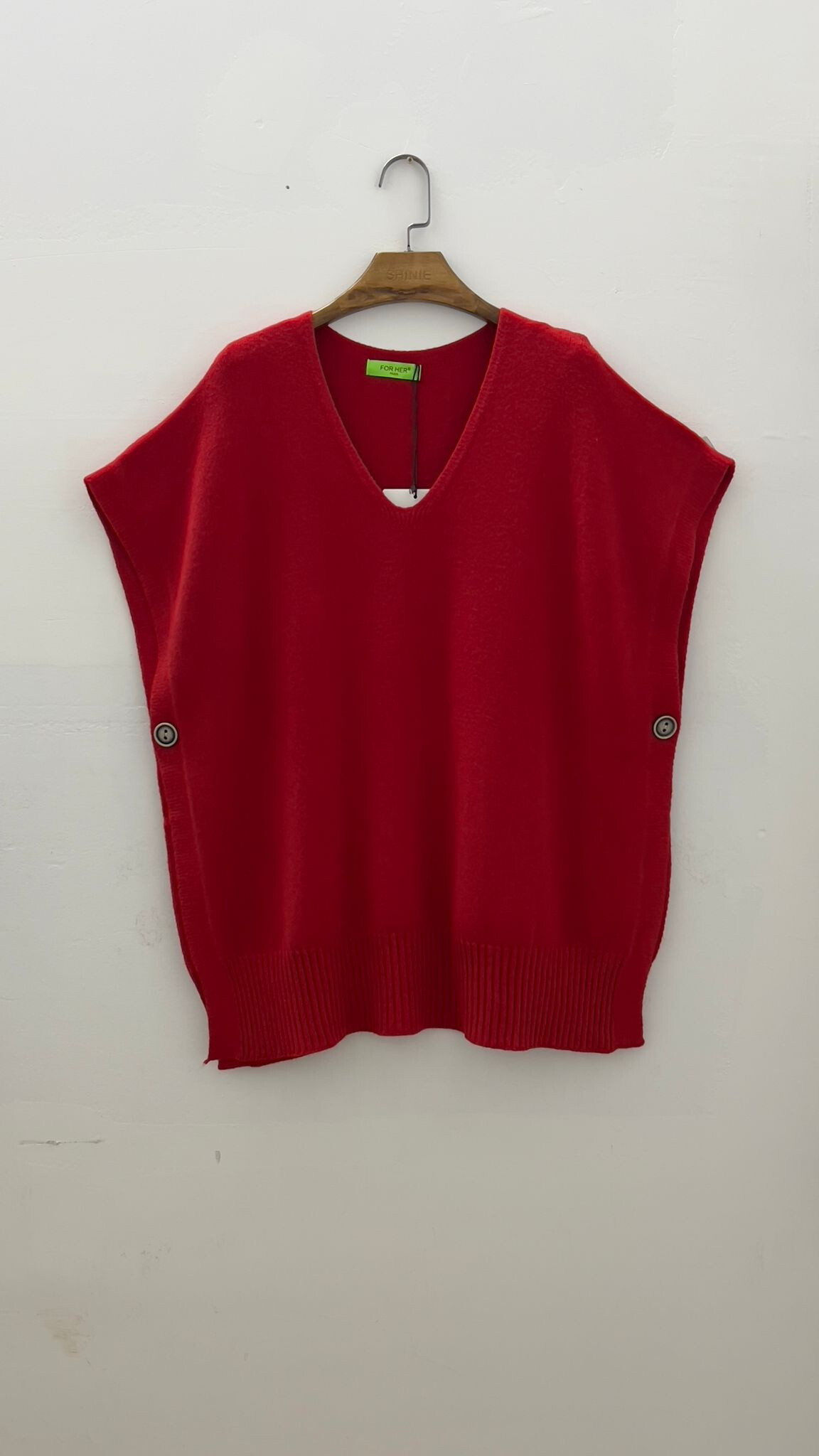 Wholesaler For Her Paris - oversized poncho sweater, sleeveless, V-neck