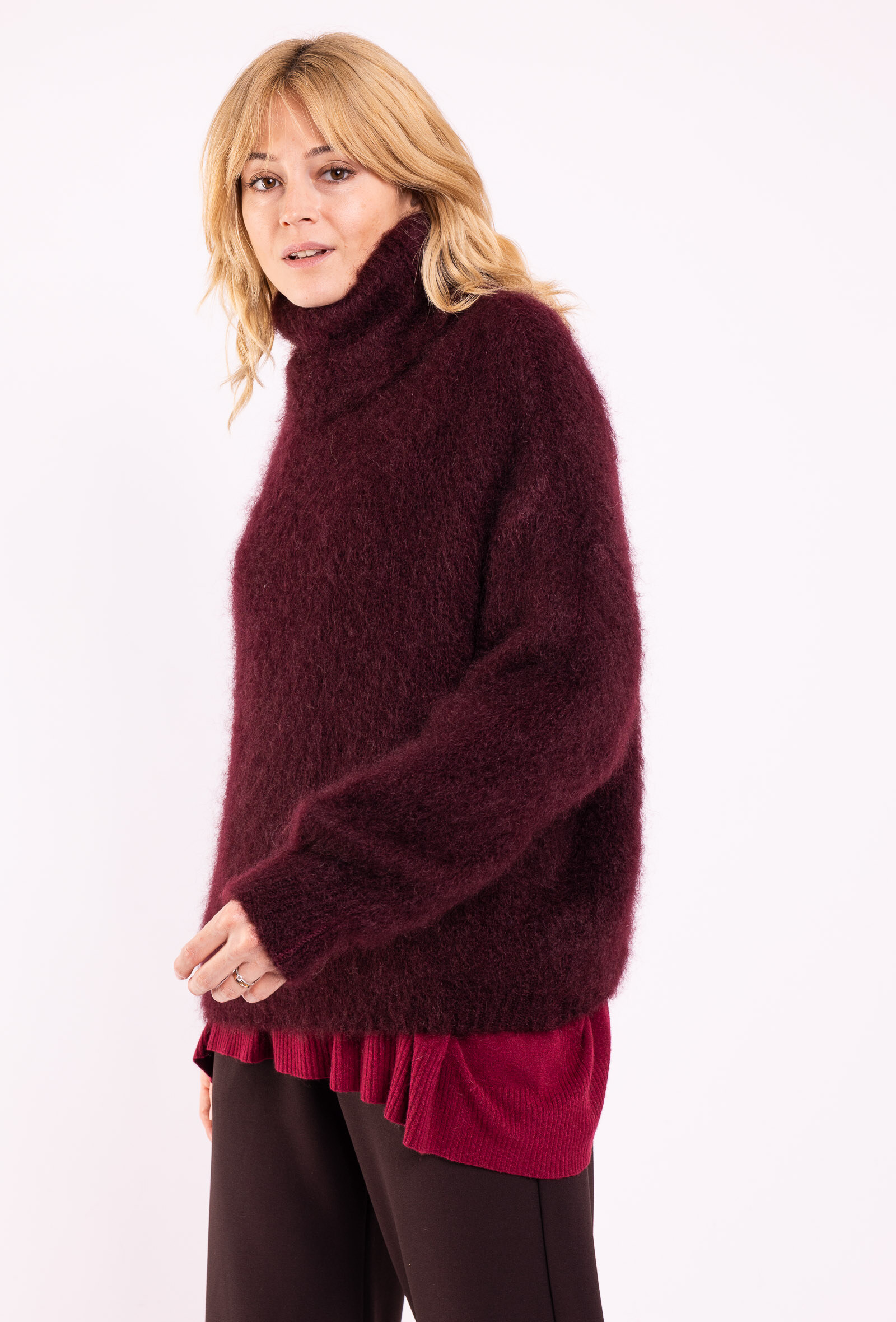Wholesaler For Her Paris - Solid kid mohair turtleneck ribbed long sleeve sweater timeless premium sweater