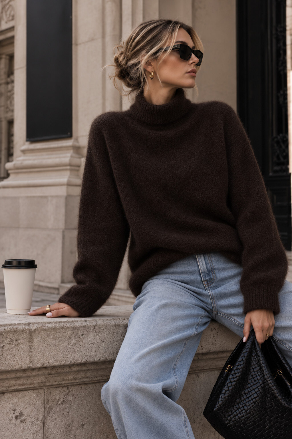 Großhändler For Her Paris - Rollkragenpullover, kratzfreies Kid-Mohair und Merinowolle, lange Ärmel