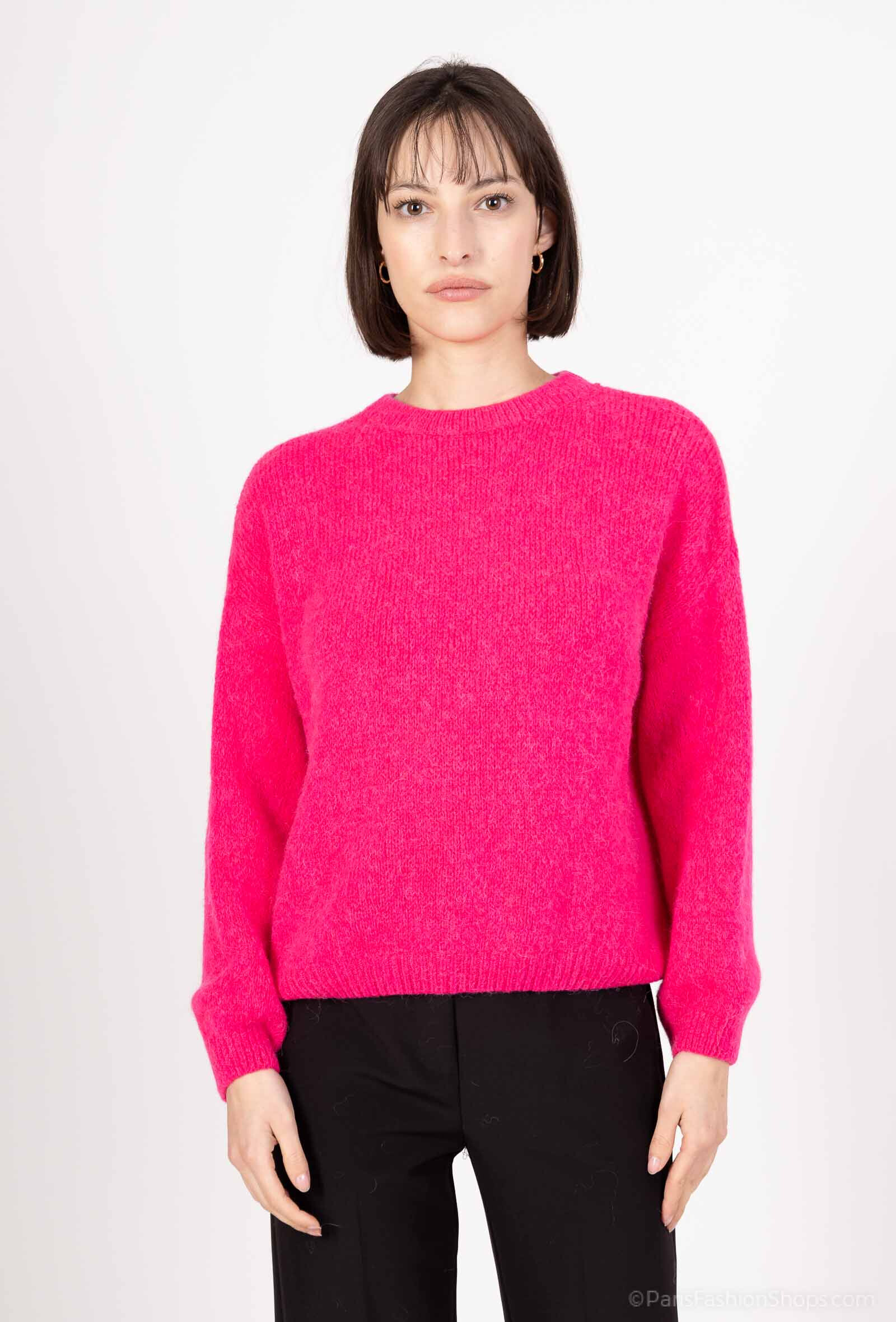 Wholesaler For Her Paris - Plain oversized V-neck sweater in baby alpaca, long sleeves