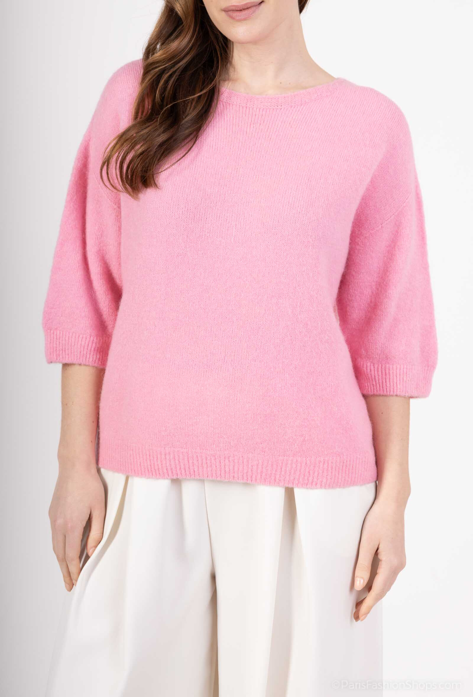 Wholesaler For Her Paris - Shapeless sweater in baby alpaca short -sleeves round neck