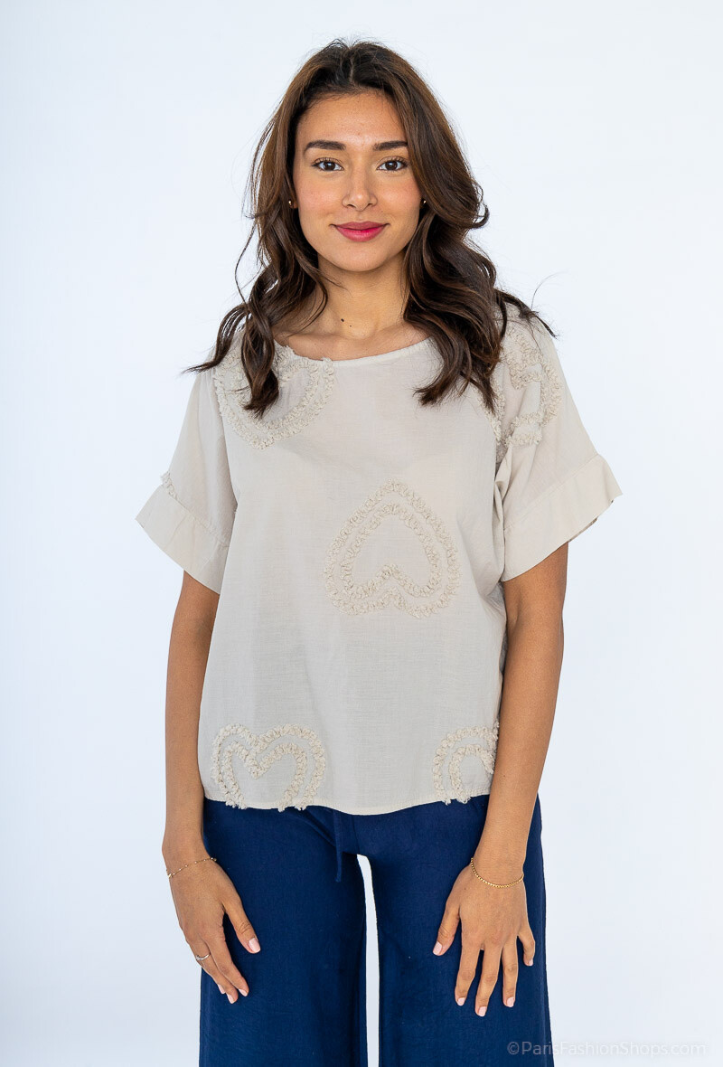 Wholesaler For Her Paris - Plain top in 100% cotton with core round necks short sleeves