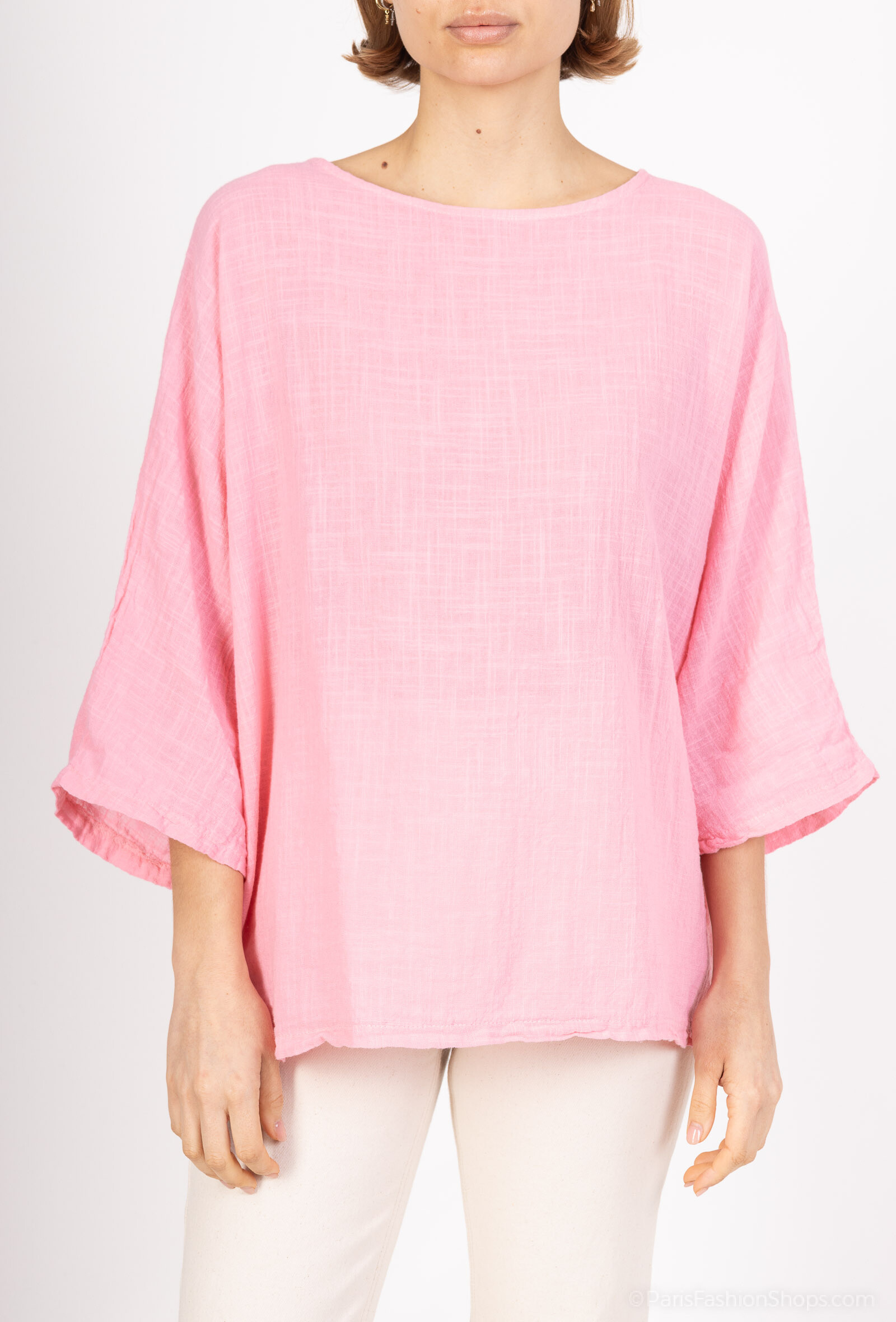 Wholesaler For Her Paris - Oversize top united 100% cotton sleeves 3/4 round neck