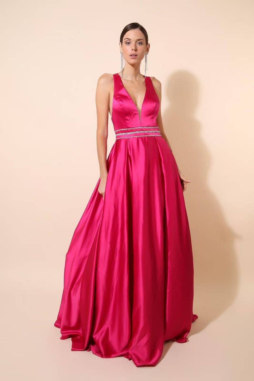 Elegant polyester evening dress, perfect for spring cocktails. Made in China for the Spring/Summer 2025 collection.