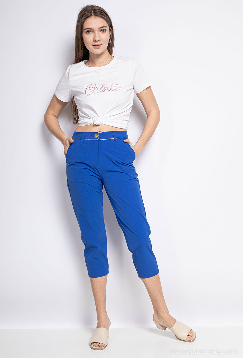 Wholesaler Freda - Crop pants with gold detail