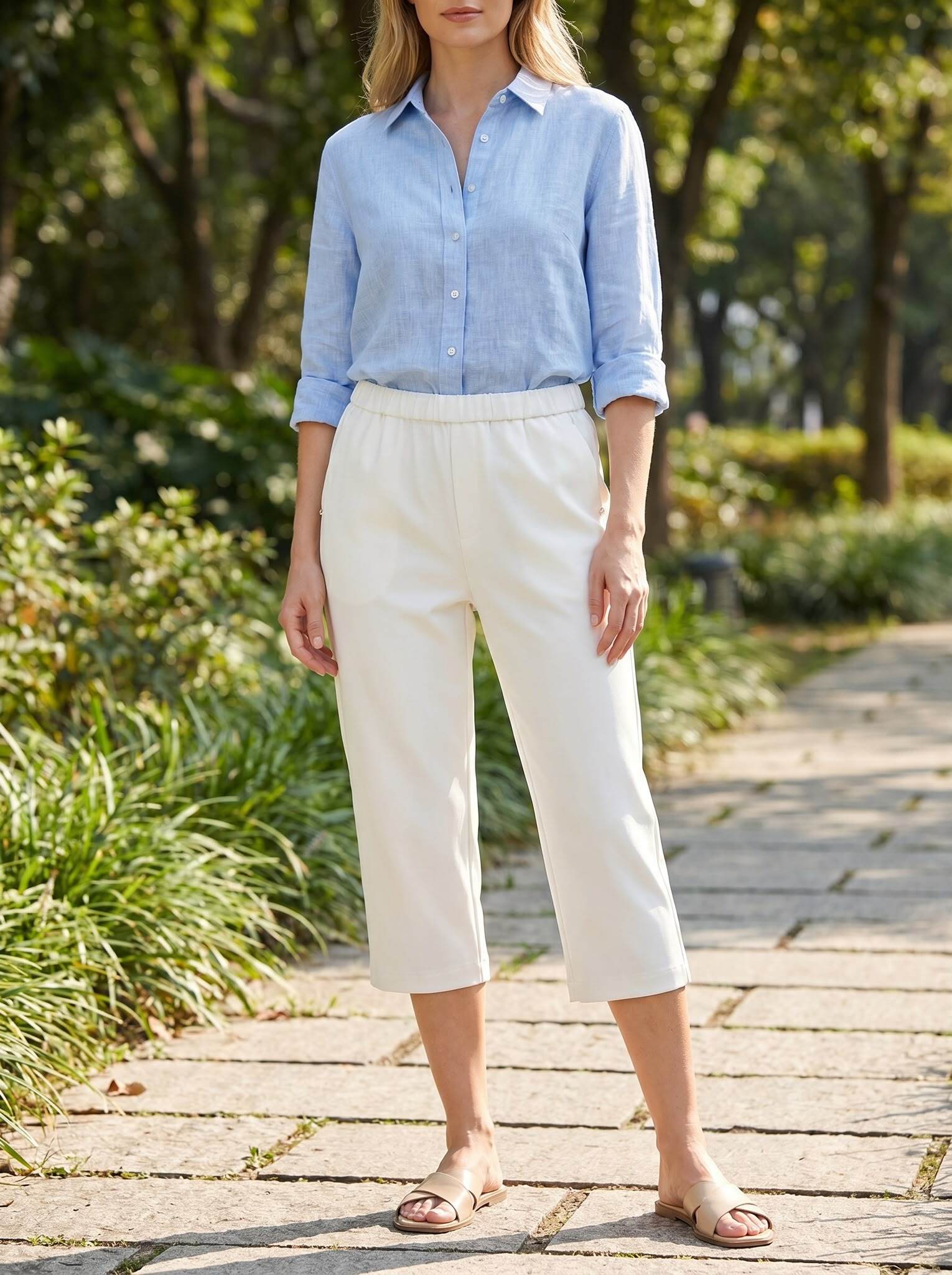 Wholesaler Freesia - Elegance Pearl Capri Pants — Freesia Paris