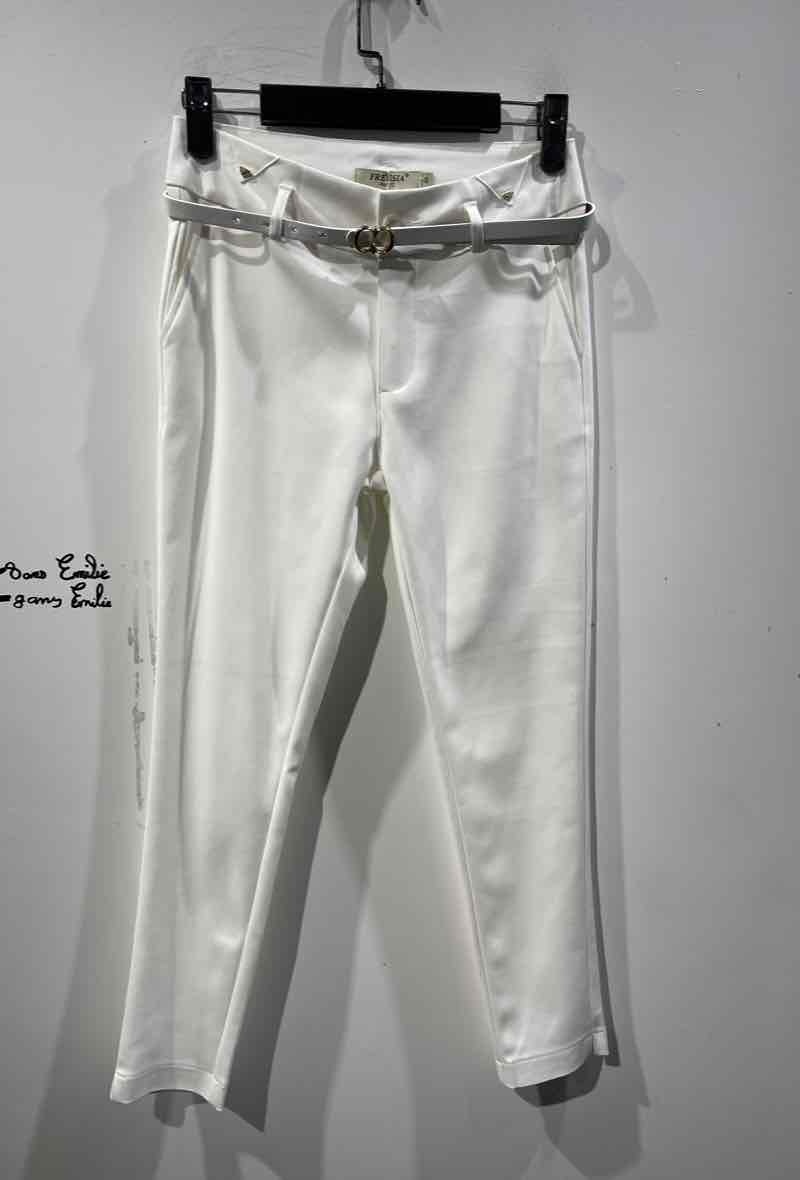 Pantaloni chino alla caviglia con cintura - Ecru - 1 - formato grande
