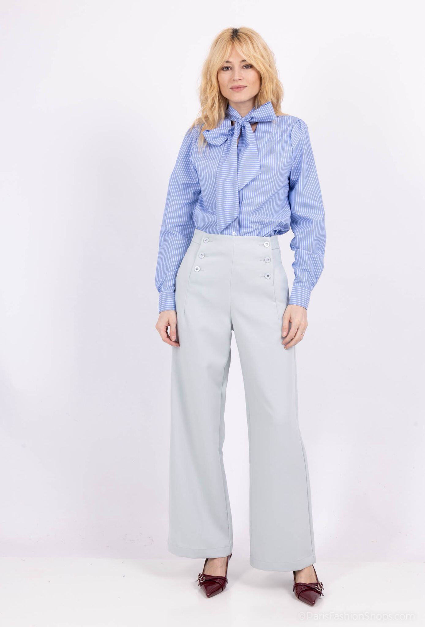 Mayorista Freesia - Pantalones de pierna ancha de talle alto con botones decorativos