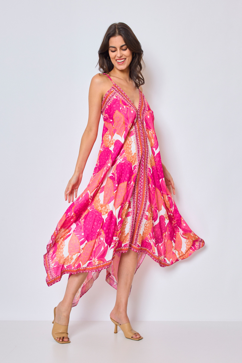 Wholesaler Frime Beachwear - Long printed dress with rhinestones