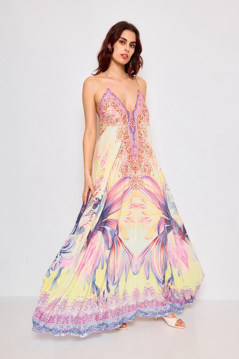 Wholesaler Frime Beachwear - Long backless dress with rhinestones