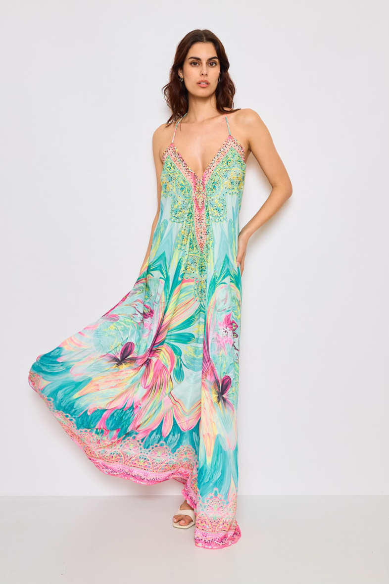 Wholesaler Frime Beachwear - Long backless dress with rhinestones