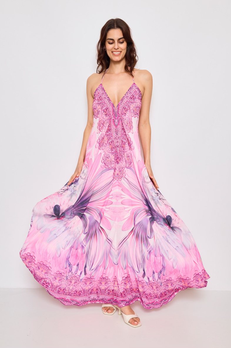 Wholesaler Frime Beachwear - Long backless dress with rhinestones
