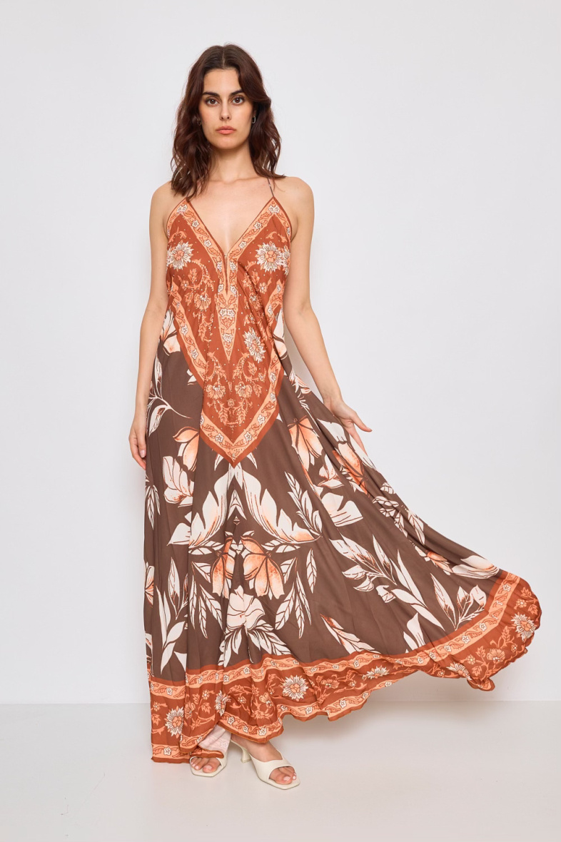 Wholesaler Frime Beachwear - Long backless dress with rhinestones